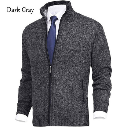 Men's Premium Cotton Stand Collar Cardigan Sweater Coat - Vogue Aura