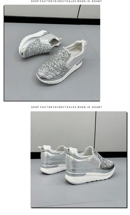 Glittering Wedge Sole Sequin Sneakers for Women - Vogue Aura