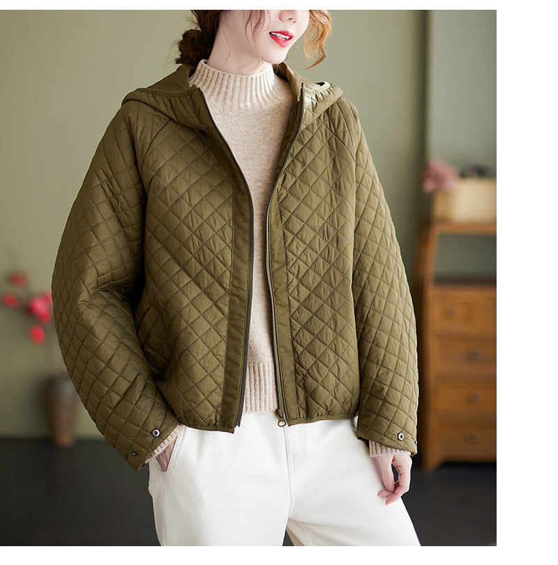 Literary Inspired Hooded Cotton Baseball Coat for Women - Vogue Aura