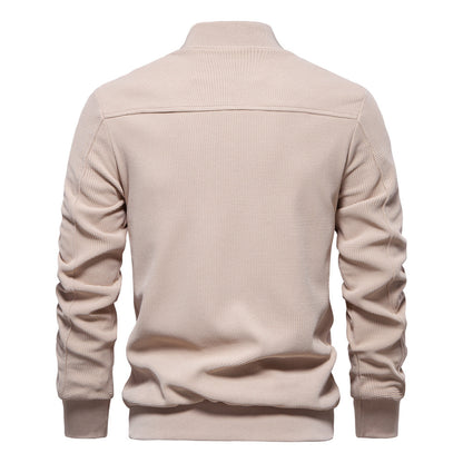 Stand Collar Solid Colour Men's Jacket - Vogue Aura