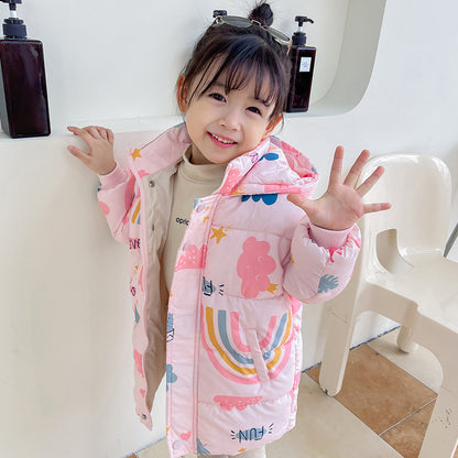 New Style Children's Down Jacket Middle Long Cute Thickened Cotton - Vogue Aura