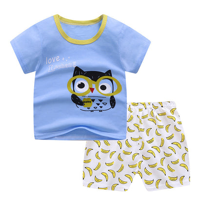 Children's Cotton Letter Print Short Sleeve Summer Set - Vogue Aura