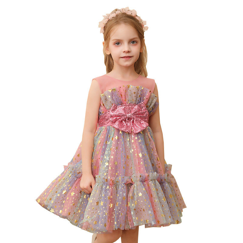 Girl Princess Dress Little Girl Gauzy Gown Performance Costume Lace Dress - Vogue Aura