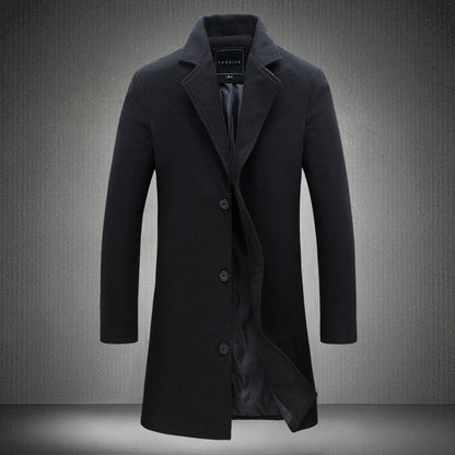 Autumn And Winter New Mens Solid Color Casual Business Woolen Coats - Vogue Aura