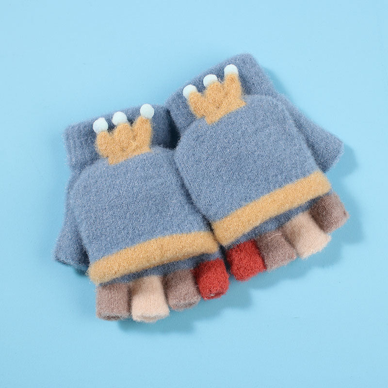 Cute Cartoon Fingerless Knitting Gloves for Kids - Vogue Aura