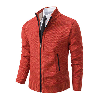 Men's Premium Cotton Stand Collar Cardigan Sweater Coat - Vogue Aura