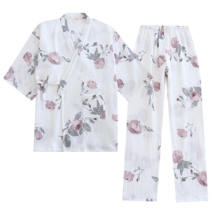 Japanees style Floral Cotton Pajamas - Vogue Aura