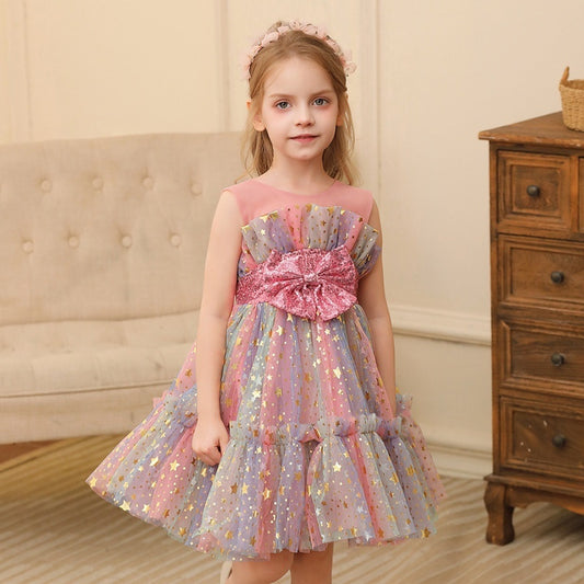 Girl Princess Dress Little Girl Gauzy Gown Performance Costume Lace Dress - Vogue Aura