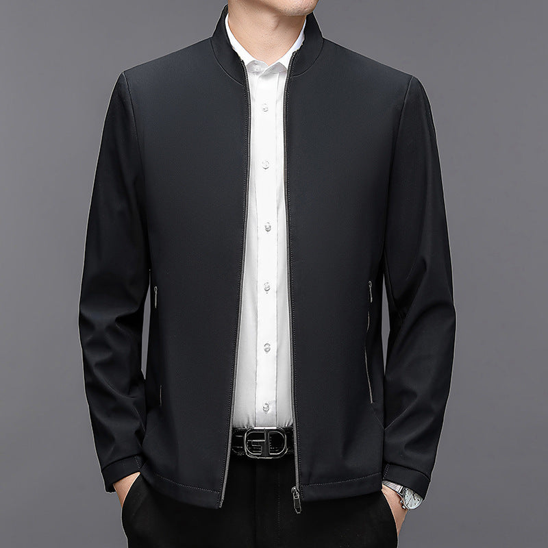 Elegant Stand Collar Jacket for Middle-aged Men - Vogue Aura