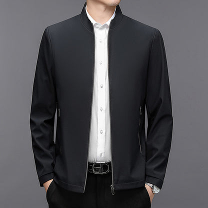 Elegant Stand Collar Jacket for Middle-aged Men - Vogue Aura