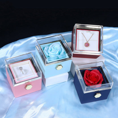 Rotating Soap Flower Rose Gift Box Creative Rotating Rose Jewelry Packaging Box Valentine's Day Gift For Women - Vogue Aura