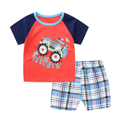 Children's Cotton Letter Print Short Sleeve Summer Set - Vogue Aura