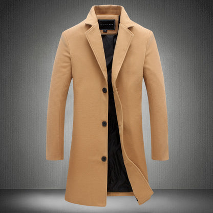 Autumn And Winter New Mens Solid Color Casual Business Woolen Coats - Vogue Aura