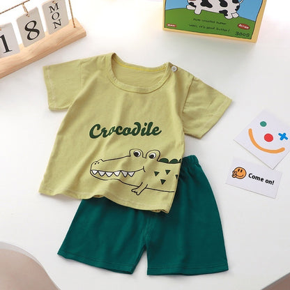 Children's Pure Cotton Short-sleeved T-shirt and Shorts Set - Vogue Aura