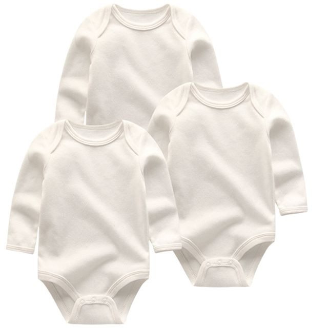 Newborn Solid Colour Cotton Long Sleeve Romper - Vogue Aura