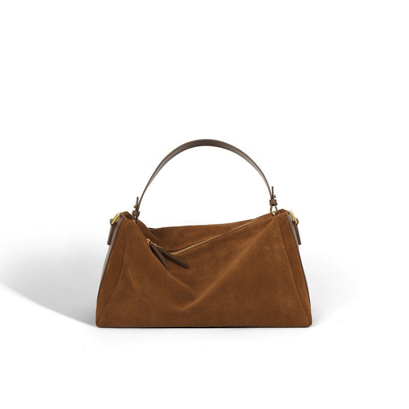 Luxurious Versatile Cowhide Handbag in Elegant Brown or Black - Vogue Aura