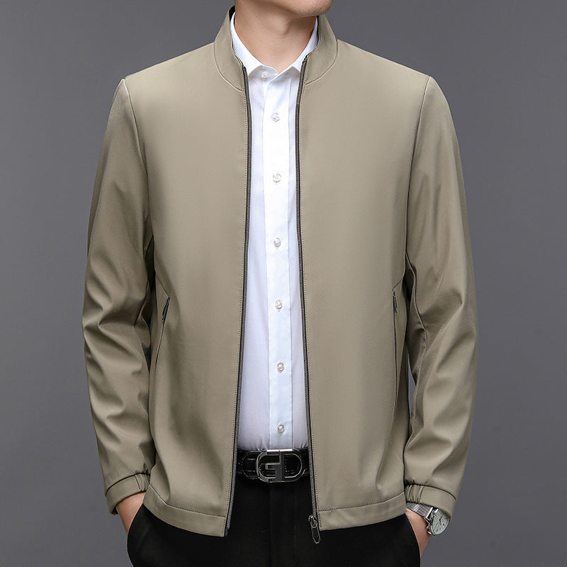 Elegant Stand Collar Jacket for Middle-aged Men - Vogue Aura