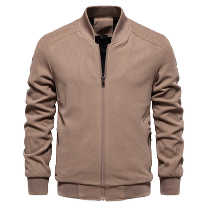 Stand Collar Solid Colour Men's Jacket - Vogue Aura