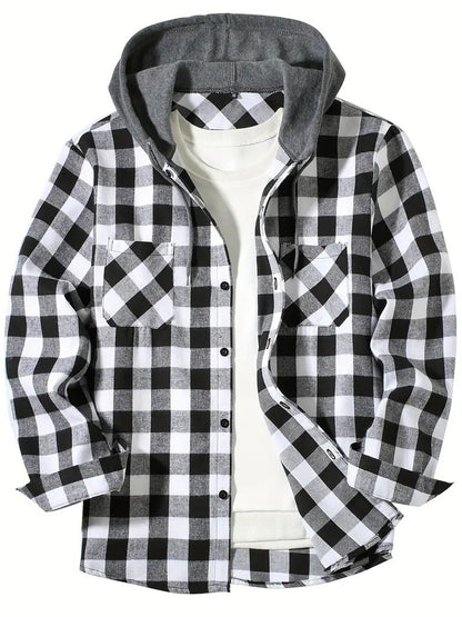 Plaid Hooded Shirt for Men - Stylish Comfort in Premium Cotton - Vogue Aura