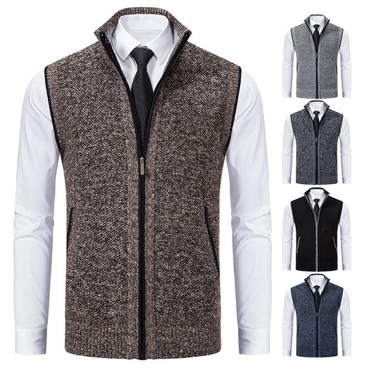 Men's Premium Stand Collar Knitted Cardigan Coat - Vogue Aura