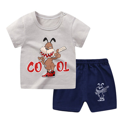 Children's Pure Cotton Short-sleeved T-shirt and Shorts Set - Vogue Aura