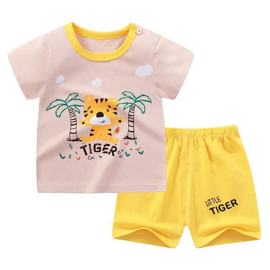 Kids Cotton Short Sleeve Two-Piece Suit