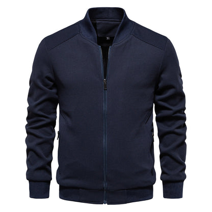 Stand Collar Solid Colour Men's Jacket - Vogue Aura