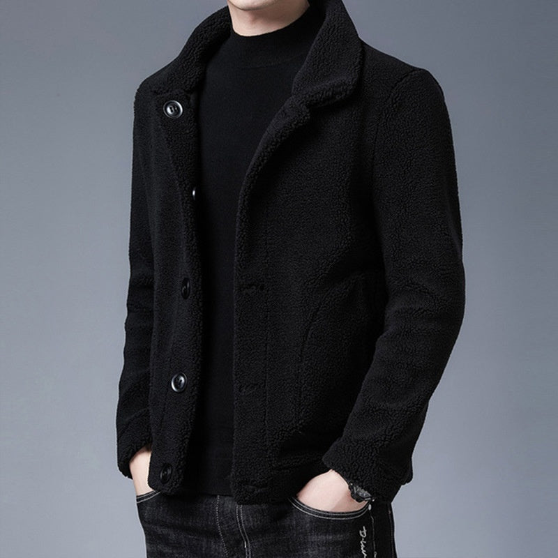 Double-Sided Fleece Men's Lambswool Coat Jacket - Vogue Aura