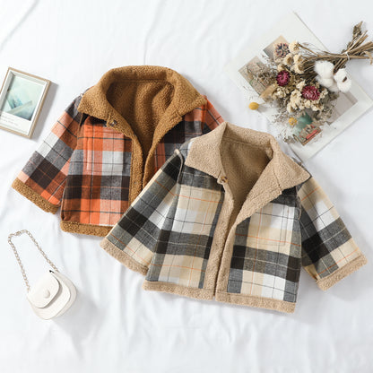 Autumn New Plush Plaid Reversible Coat - Vogue Aura