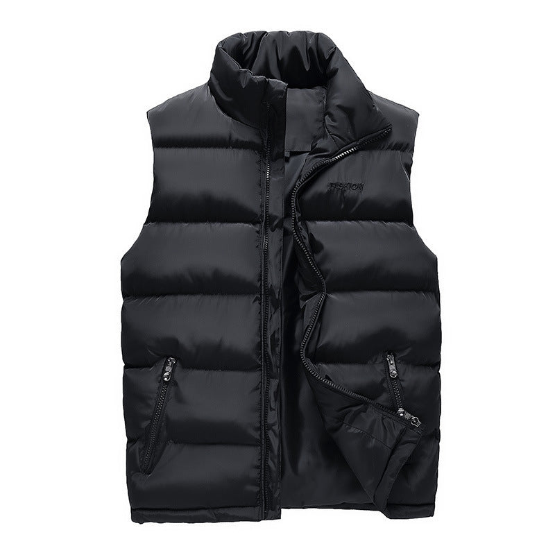 Down Cotton Stand Collar Men's Vest for Winter Elegance - Vogue Aura