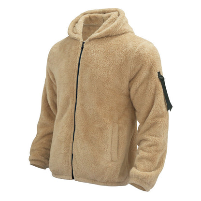 Plush Hooded Fleece Jacket for Men - Double-Sided Warmth - Vogue Aura