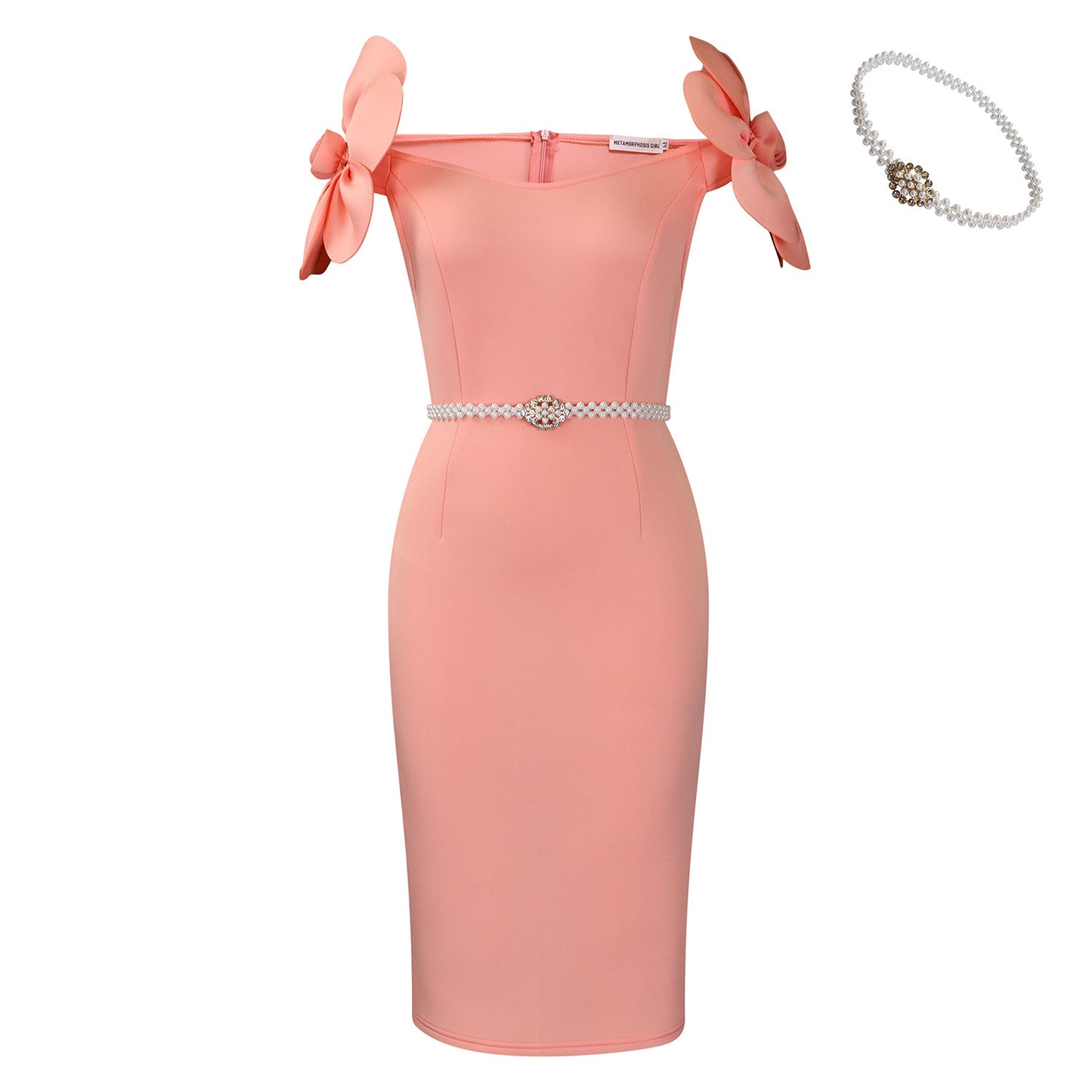 Elegant Floral High-Waist Dress with Belts - Vogue Aura