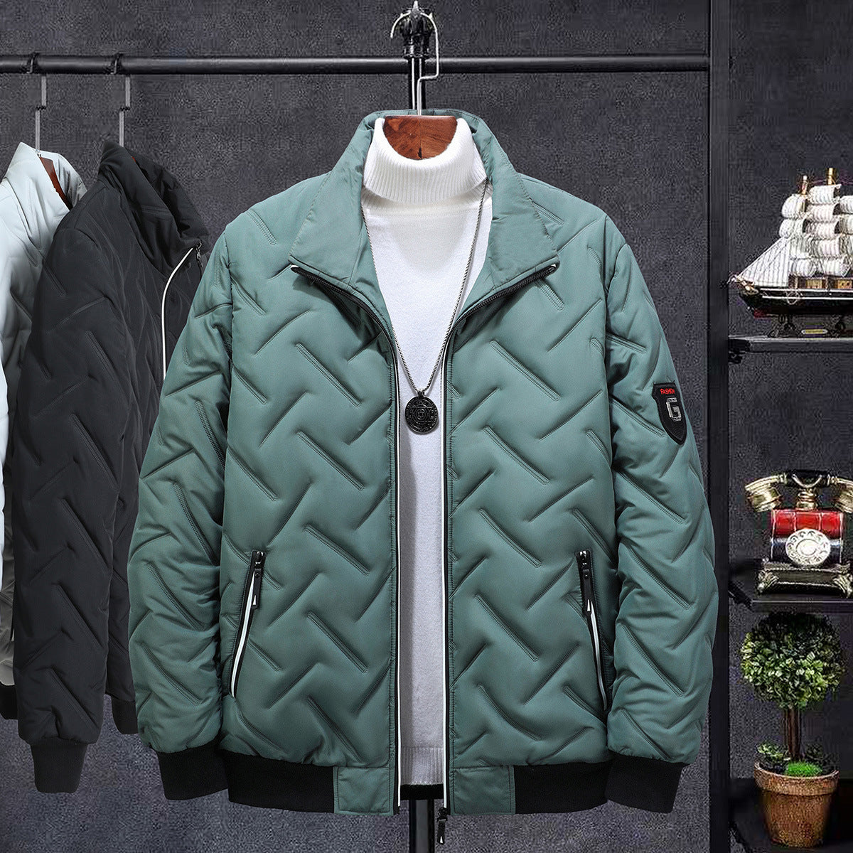 Compressed Cotton Stand Collar Men's Cotton-padded Coat Winter Coat Short Clothes Korean Style Trendy Cotton Clothing Workwear Winter Cotton-padded Jacket - Vogue Aura