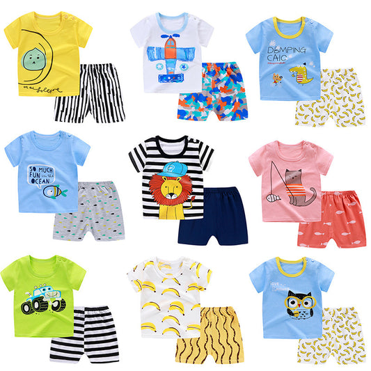 Children's Cotton Letter Print Short Sleeve Summer Set - Vogue Aura