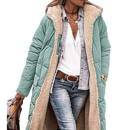 Fleece-lined Long Sleeve Winter Coat for Women