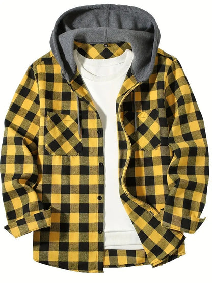 Plaid Hooded Shirt for Men - Stylish Comfort in Premium Cotton - Vogue Aura