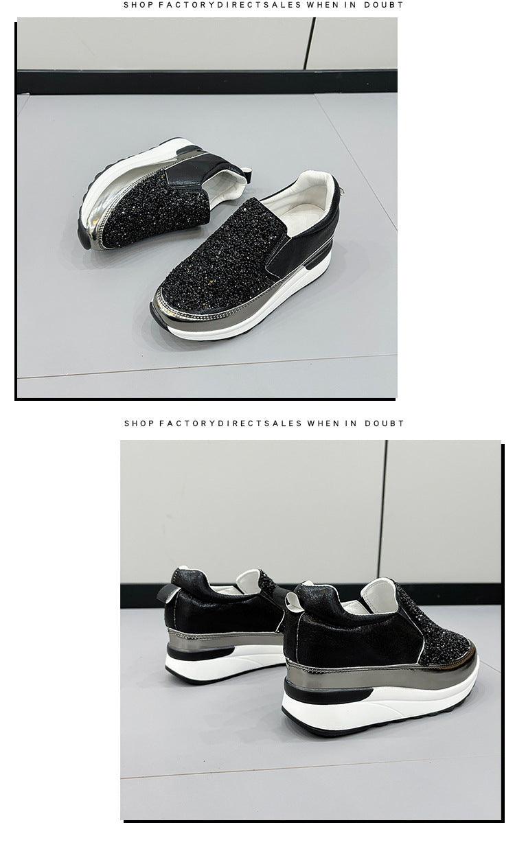 Glittering Wedge Sole Sequin Sneakers for Women - Vogue Aura