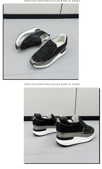 Glittering Wedge Sole Sequin Sneakers for Women - Vogue Aura