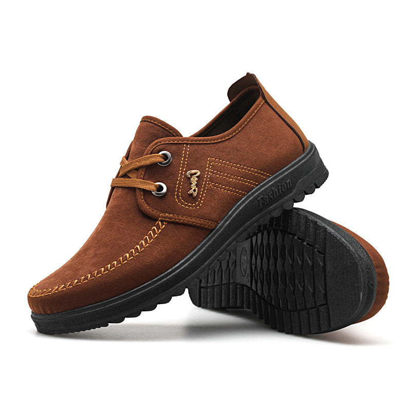 Korean Men's Breathable Casual Shoes in Light and Dark Brown - Vogue Aura