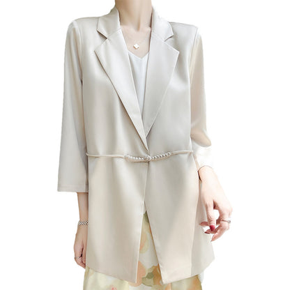 V-neck Loose Suit for Women in White, Champagne, and Black - Vogue Aura