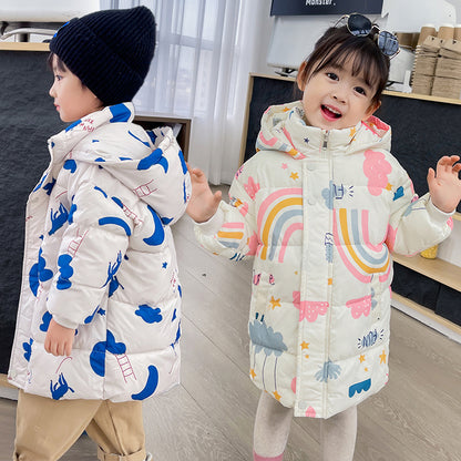 New Style Children's Down Jacket Middle Long Cute Thickened Cotton - Vogue Aura