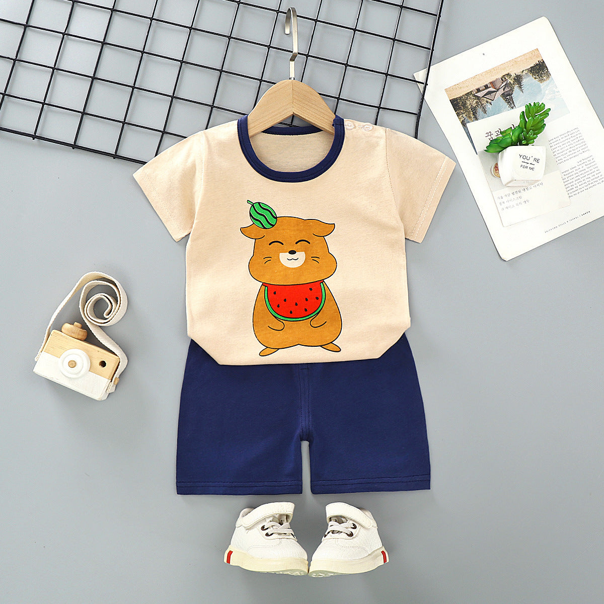 Charming Cotton Short-Sleeved Suit for Kids - Vogue Aura