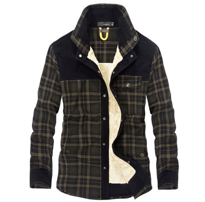 Men's Pure Cotton Plaid Winter Jacket with Fleece Lining - Vogue Aura