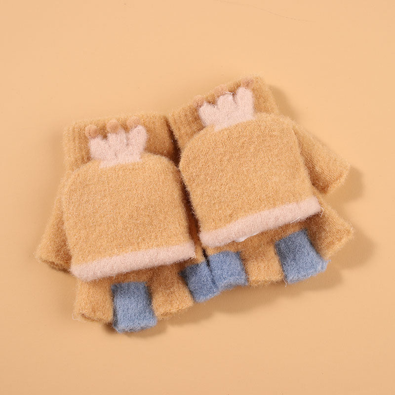 Cute Cartoon Fingerless Knitting Gloves for Kids - Vogue Aura