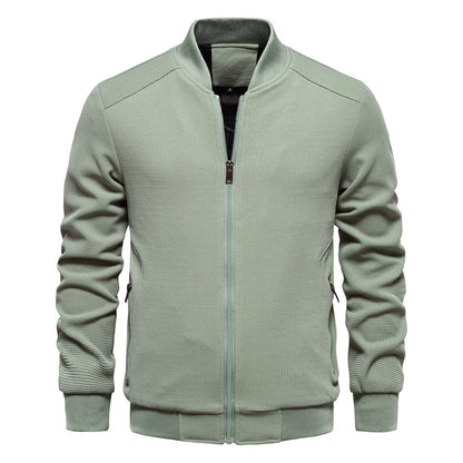 Stand Collar Solid Colour Men's Jacket - Vogue Aura