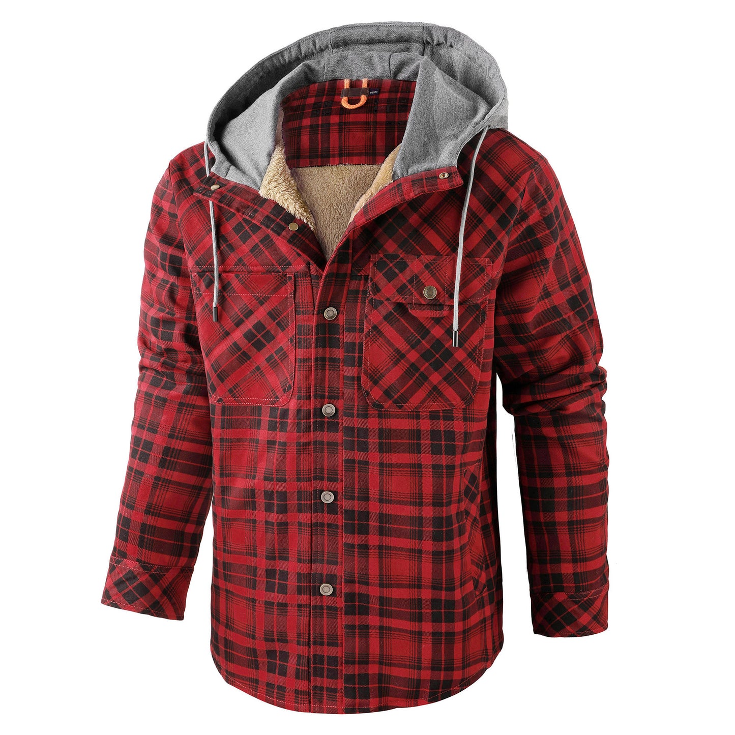 Men's Fleece-lined Plaid Hooded Jacket for Autumn and Winter - Vogue Aura