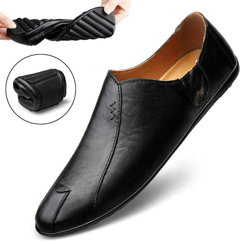 Men's Business Leather Peas Shoes - Breathable Comfort for Winter - Vogue Aura