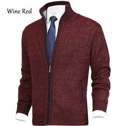 Men's Premium Cotton Stand Collar Cardigan Sweater Coat - Vogue Aura