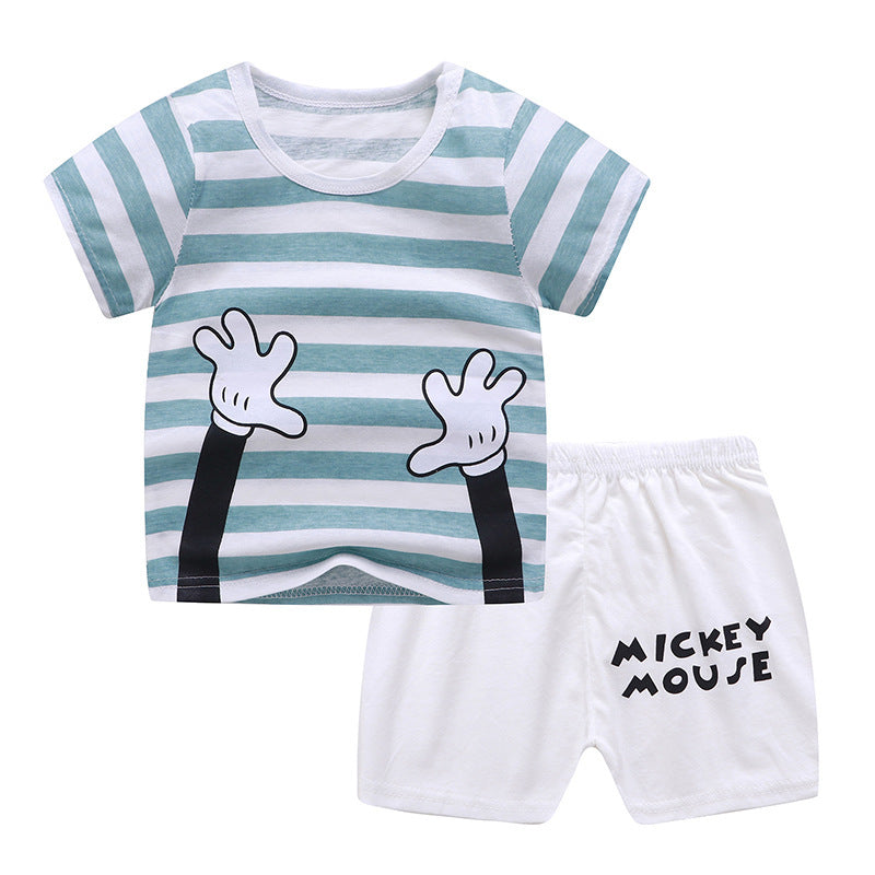 Children's Cotton Letter Print Short Sleeve Summer Set - Vogue Aura