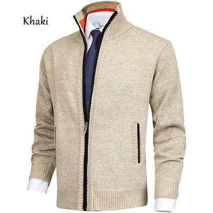 Men's Premium Cotton Stand Collar Cardigan Sweater Coat - Vogue Aura